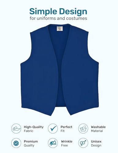 Unisex Vest No Pocket No Buttons– Made in The USA - Royal Blue, X-Large