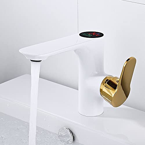 Robinet de salle de bain mélangeur chaud et froid avec mitigeur d'évier numérique et moderne