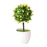 Piante finte in vaso, 25 x 14 cm, composizione floreale finta per decorazione della stanza, fiori artificiali vivaci per soggiorno, ufficio, mensola (giallo)