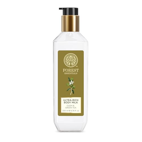 Image of Forest Essentials Ultra-Rich Body Milk Oudh & Green Tea | Natural Moisturizing Body Lotion For Instant Hydration | Ayurvedic Body Moisturizer, Paraben Free| For Women & Men | 200 ml