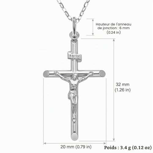 Alexander Castle Collier Croix en Argent Sterling 925 pour Femme - 32mm x 20mm Pendentif Crucifix en Argent avec Chaîne en Argent Sterling de 45,7cm et Coffret Cadeau Bijoux – vue 5
