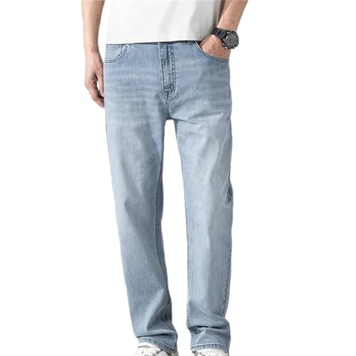 Men's Long Jeans – Straight Light Blue Stretch Denim Pants, Business Casual Trousers for Tall Men1