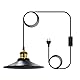 Crzpchas Vintage Lampenschirm Hängelampe Outdoor Hängelampe mit Stecker 600cm Hängeleuchte Stecker E26/E27 lampenfassung mit schalter Deckenleuchte Campingwagen Lampe mit Stecker