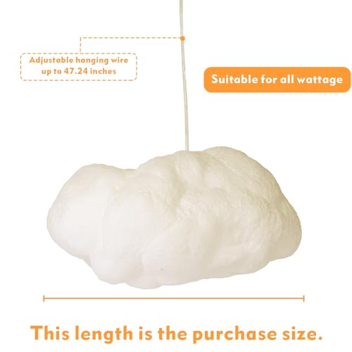 Funteam Modern Floating White Cloud Pendant Hanging Light Nordic Cotton Ceiling Light Fixture Girls Children's Living Room Bedroom Hotel Lobby Restaurant Clothing Store Chandelier (27.6Inch) by Funteam - Used condition - Image 3