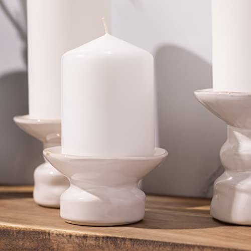 Cone Top Pillar Candles By Bask - Set Of 3-3" X 4", 6", And 8" Dripless Unscented Candles In White For Home Decor, Relaxation & All Occasions #TOP2