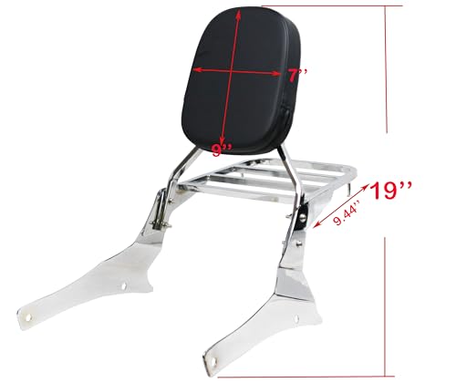 YHMOTO Beifahrer-Rückenlehne Sissy Bar mit Gepäckträger für Suzuki Volusia VL800 2001-2011 Boulevard C50 2005-2011 Boulevard M50 2005-2008