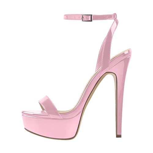 Only maker Sandalias de tacón alto con plataforma para mujer Tacón Stiletto, Rosa., 45 EU