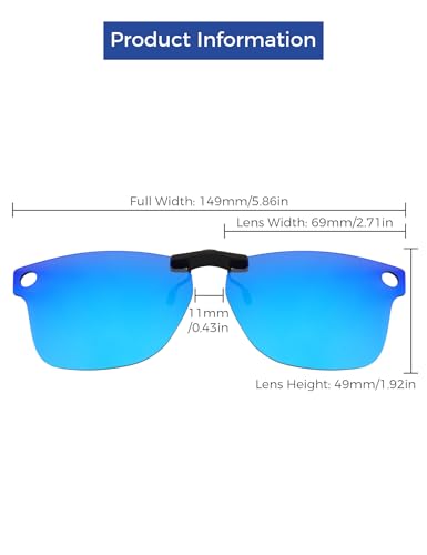 Polarized Clip-on Sunglasses for Ray-Ban Meta Wayfarer RW4008 53-22 for Men Women UV Protection-Ice Blue3