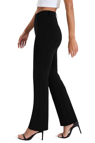 AFITNE Women's Yoga Dress Pants Stretchy Work Slacks Straight Leg Office Casual Pull On Pants 27"/29"/31"/33"