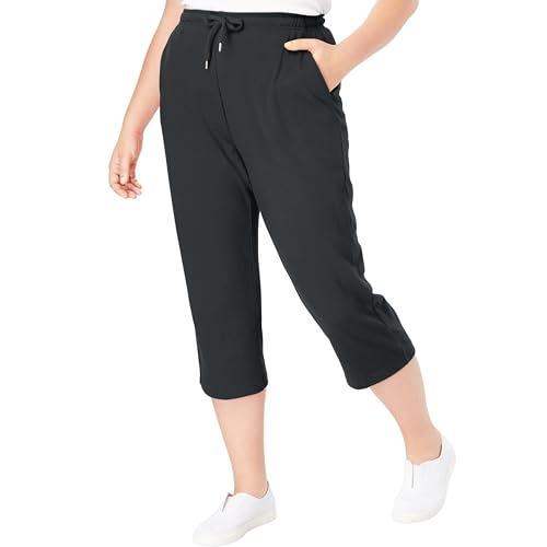 Woman Within Plus Size Sport-Knit Pull-On Capri...