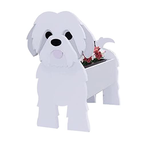 LIBOOI Dog Planter,Animal Flower Planter Pot Outdoor Plants,Shih Tzu Gifts Dog Lovers,Handmade Storage Container Planters Garden Decor Cactus Office Home Gifts,27 x 17.5 cm (UKBT-221123GW02-15-WQW)
