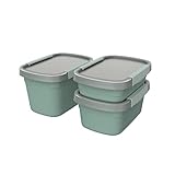Rotho Clic Eco 3er-Set Frischhaltedosen, lebensmittelechter Kunststoff (PP) BPA-frei, grün/transparent, 1 x 0,8l + 1 x 1.5l + 1 x 2.2l, 3
