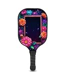 KUAVETO Ensemble de paddles Pickleball avec motif fleurs néons-art cc37 noyau polymère en nid d'abeille personnalisé - Comprend 2 pagaies, 4 balles et un sac de transport