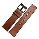 HuanJ Cinturino in pelle retrò compatibile con Diesel DZ4343 DZ4323 DZ7406, cinturino vintage italiano da 22 mm, 24 mm, 26 mm, 28 mm, bracciale da uomo(Brown black clasp,22mm)