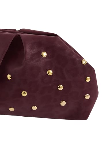 Image of QWINEE Women's Elegant Studded Clutch Bag Magnet Ruched Bags Retro Vintage Evening Handbag