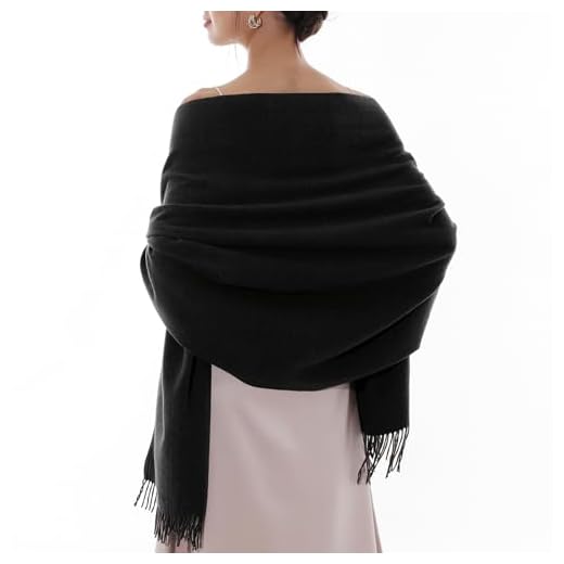 RIIQIICHY Mujer Cachemira Bufanda Pashmina Chal Negro Invierno Cálida Grande Larga Suave Manta para Mujeres