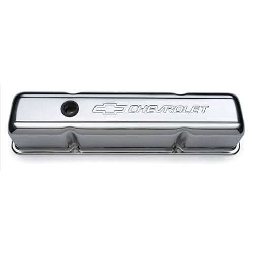 Proform 141-103 SBC Chrome Bowtie Valve Cover - Tall with Baffle