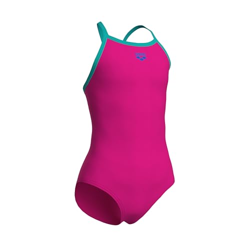 Image of Arena Girls' Feel Solid Light Drop Back Swimsuit Thin Straps Stretchy One Piece Kids Bathing Suit