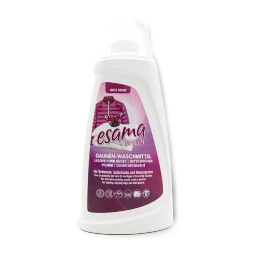 esama wash Daunen-Waschmittel (1 L) - Spezialwaschmittel fur Daunen & Naturfasern Optimaler Volumeneffekt Ruckfettend & Biologisch Abbaubar