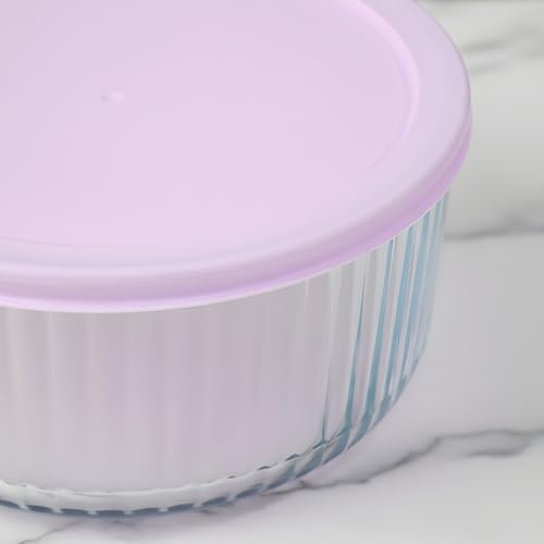 Image of Femora Borosilicate Glass Round Food Storage Containers with Airtight Lids Set of 4 (230ml, 460ml, 950ml, 1650ml) | Multicolour | Microwave, Oven & Dishwasher Safe | Leakproof Meal Prep Containers