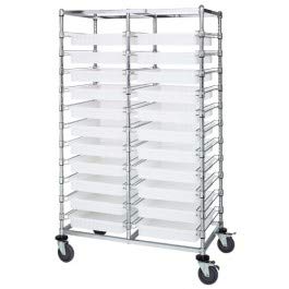 QUANTUM STORAGE SYSTEMS BC214069M2DRD Wire Double Bay Heavy Duty Wheels 22 Shelves 22 Dividable Grid Red Bins 69