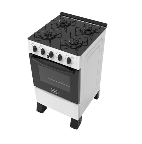 Fogão 4 Bocas Ares Mesa Vidro com Acendimento Automático Bivolt Forno 50L, Branco, Realce