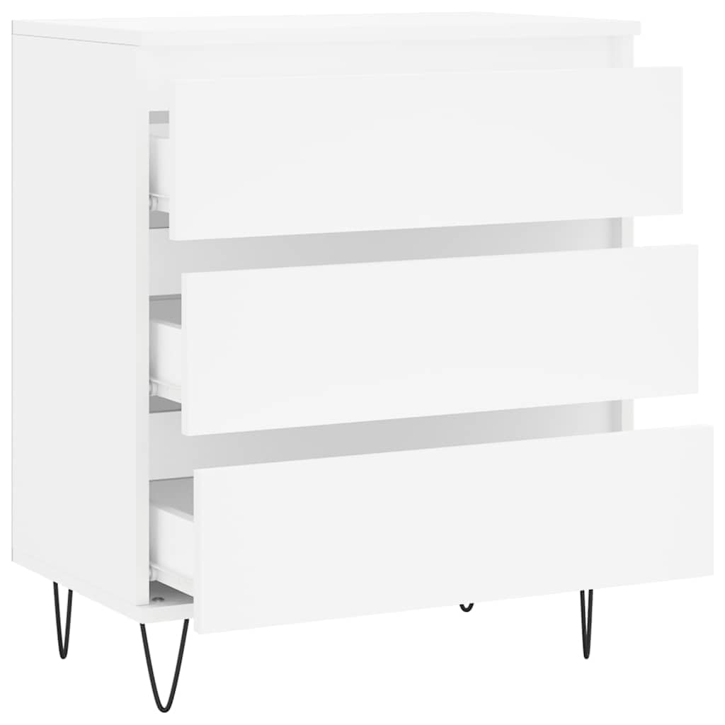 Credenza bianca, 60 x 35 x 70 cm, in legno con gambe in ferro, moderna, per soggiorno, corridoio e camera da letto, con spazio e superficie decorativa