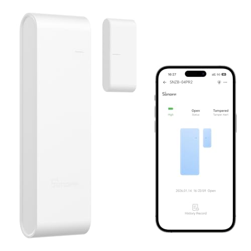 Image of SONOFF SenseGuard DW Gen2 SNZB-04PR2 Zigbee Door Window Contact Sensor, Open /Close Monitoring, Tamper Proof, Phone Alert, Home Security Alarm, Works with Alexa, Home Assistant & SmartThings, 1-Pack
