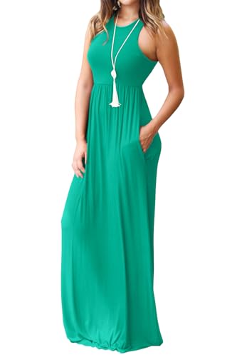 Image of DEARCASE Women's Sleeveless Summer Maxi Dress with Pockets,Beach,Vacation