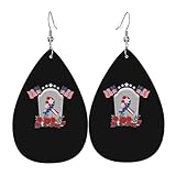 Peace Officers Memorial Day Gravestone Leather Earring, Water Drop Pendant Earrings, Premium Faux Leather Earrings with Silver Plated Hooks
