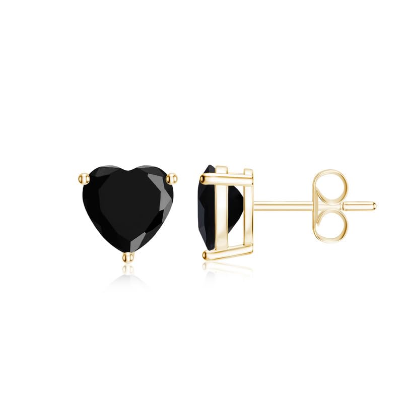 Image of Goldhartz Sterling Silver Genuine, Created or Simulated Birthstone Gemstone 7mm Heart Stud Earrings