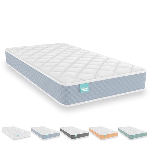 Nalui - Colchón Cuna Viscoelástico 120 x 60 cm Baby One Núcleo HR Adapt Foam, Tejido 3D Transpirable y Tejido Strech Hipoalergénico, Certificado Oeko-Tex® | Hecho en España. Altura ±12cm, Azul