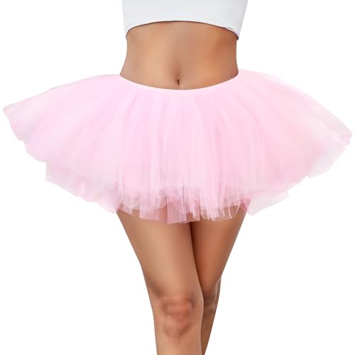 Women 5 Layers Tutu Fluffy Dance Ballet Bubble Skirt Puffy Elastic Tulle Short Skirts Halloween Christmas Costume