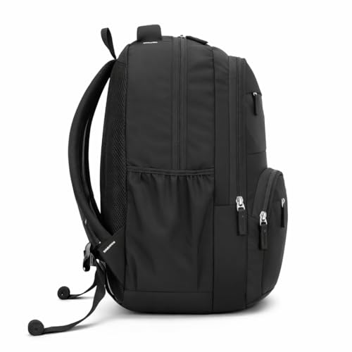 Image of Flamebird Professional Black Laptop Backpack for Men & Women - Water Resistant Business Travel Bag with Multi-Pocket Organizer - Casual Daypack for Office, College & Commute-30L