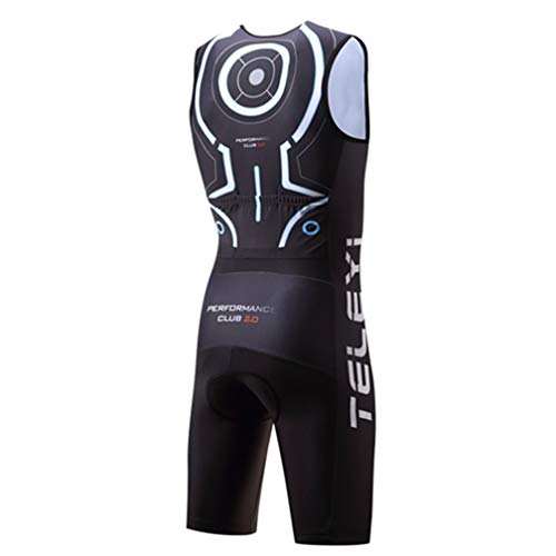 WeimoMonkey Terno masculino triatlo acolchoado compressão corrida ciclismo skinsuit preto G