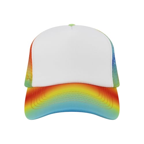 Image of TopTie Blank 5 Panel Trucker Hat Foam Front Mesh Back 2 Tone Trucker Snapback Hat