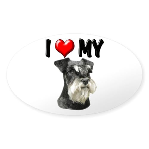 CafePress I Love My Miniature Schnauzer Oval Car Bumper Sticker