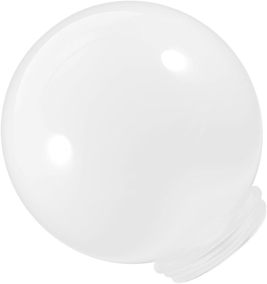 Acrylic Lamp Post Globe with 4.72 inch Thread Neck White Lamp Shade Round Plastic Outdoor Light Globe