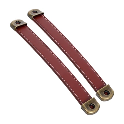 SOPOTUTU 2 Piezas Tiradores Vintage de PU para Muebles Manillas Marrón Retro para Puertas de Armario Tiradores Versátiles para Maletas y Muebles de Cocina