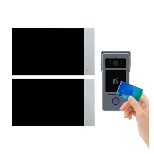 VEKELETE Videoportero con Pantalla táctil de 7 Pulgadas y Dos Cables, videoportero WiFi, cámara de 2 MP, Timbre, visión Nocturna 1080P, desbloqueo RFID, Tuya Smart Home(1to2 7 Inch,E/U)