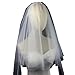 Shurhome Double Layer White Short Veil for Bride Soft Fabri Fashion Headpiece for Wedding Photography and Parties Women Veil