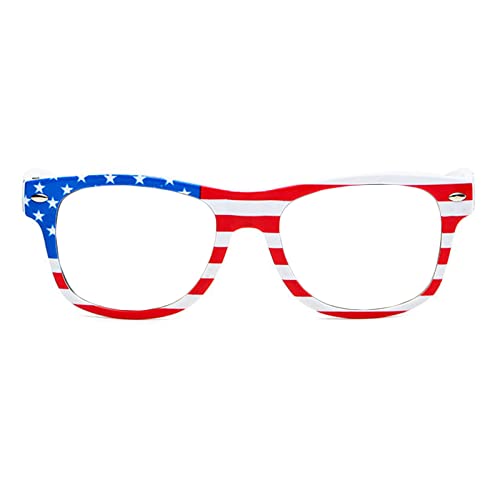 Image of helena America Glasses - American Flag Retro Square Blue Light Blocking Reading Glasses