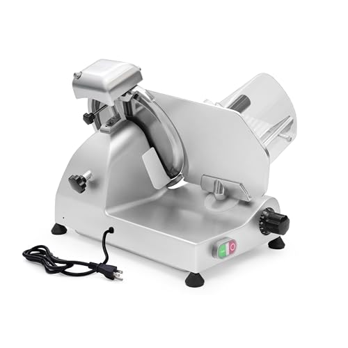 Image of 10 inch Electric Meat Slicer with Bread Slicing Attachment, Food & Deli Slicer | Stainless Steel Blade, 320W Motor for Meat, Cheese, Bread & Semi-Frozen Meat, Commercial and Home Use ETL NSF Certified