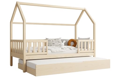 Profiwood Letto per bambini Letto con spazio letto, stile scandinavo, naturale, 100×200 cm