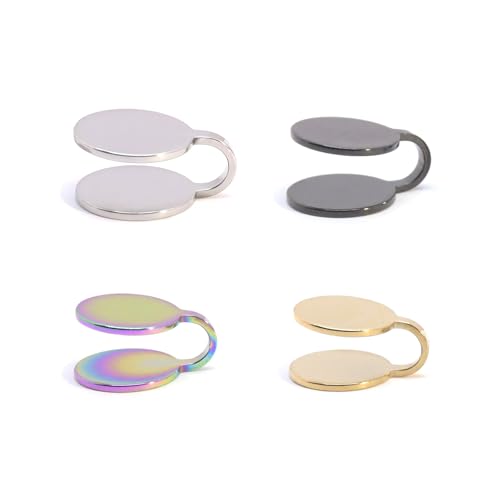 GAUEIOUR 4 Pcs Pressure Earrings for Keloid, Fashion Stainless Steel Non-Pierced Round Compression Earrings, Minimalist Glossy Adjustable Pressure Clip Earring Compression Keloid Earring