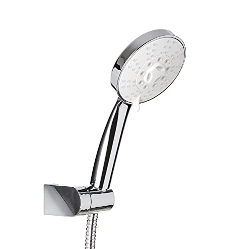 TATAY Kit Alcachofa Ducha Sevilla con Soporte y Manguera 1.5M, 10,5 cm de Diámetro, de ABS, 4 posiciones, Sistema de Ahorro de Agua y Antical, Fácil Limpieza, Cromado