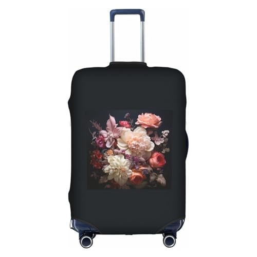 Housse de valise universelle imprimé fleuri blanc protection luxe M