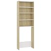 vidaXL-Armario-de-Lavadora-Cuarto-Bano-Aseo-Inodoro-Secadora-Estanteria-Estante-Muebles-Mobiliario-Colada-Almacenaje-Blanco-Roble-Sonoma-64x24x190-cm