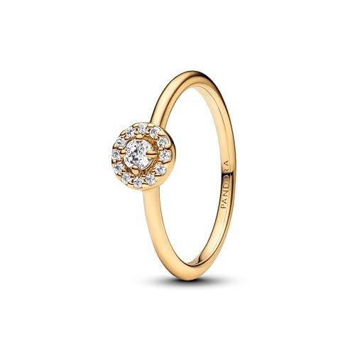 PANDORA Anello da donna con pavé rotondo aureola oro 163554C01