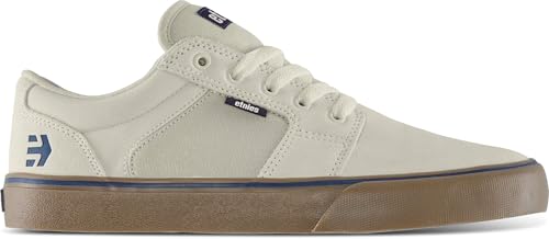 Image of Etnies Barge LS - Classic Skate Look, Slim Vulcanized Silhoutte, Hefty Armored Collar, Reinforced Vulc - White /Navy - 9